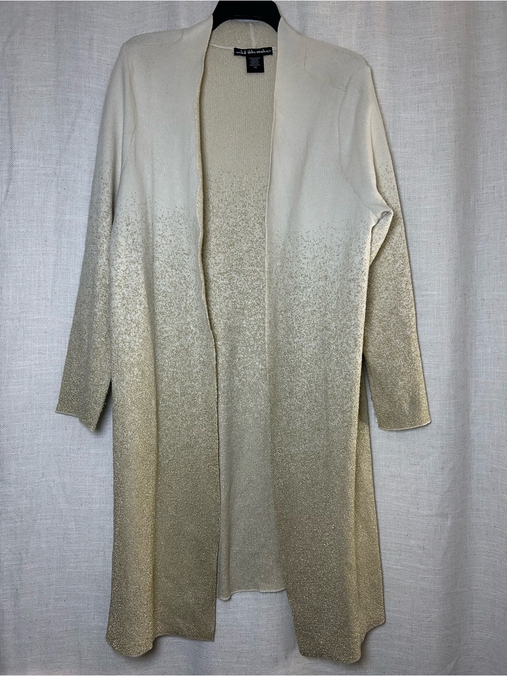 United States Sweaters Metallic Gold Ombre Duster Cardigan Knit Jacket 1X Plus